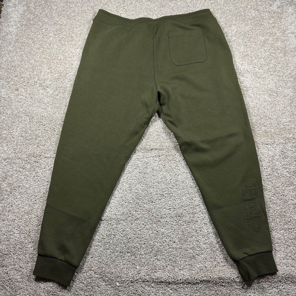 Polo Ralph Lauren Mens XXL Olive Green Jogger Sweatpants Embossed Logo Pony